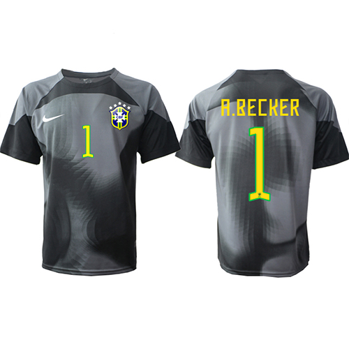 Brasilien Alisson Becker #1 Torwart Fußballbekleidung Heimtrikot WM 2022 Kurzarm